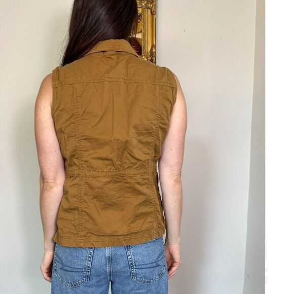 J Crew 100% Cotton Tan Utility Vest Size Medium - Picture 3 of 6